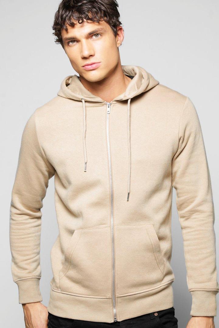 Boohoo Zip Through Hoodie Taupe