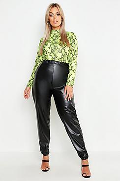 Boohoo Plus Pu Pocket Detail Jogger