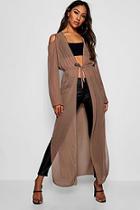 Boohoo Cold Shoulder Tie Waist Kimono