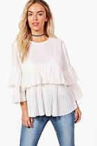 Boohoo Heather Woven Tiered Sleeve Blouse
