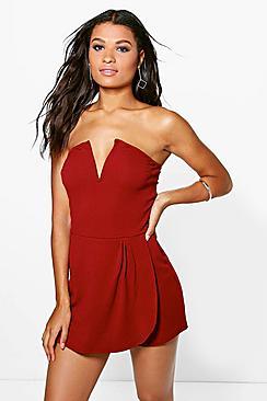 Boohoo Barley Bandeau Wrap Over Skort Playsuit