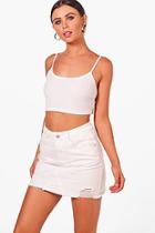 Boohoo Petite Grace Distressed Denim Mini Skirt