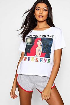 Boohoo The Little Mermaid Weekend Short Set