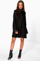 Boohoo Finola Trapeze Sleeved Shift Dress Black