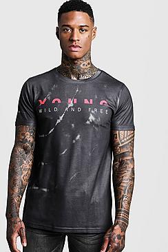 Boohoo Slogan Dye Effect T-shirt