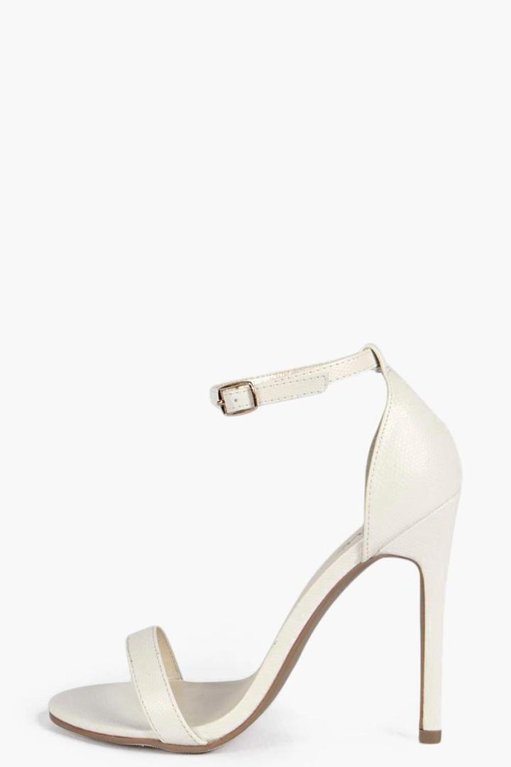 Boohoo Mason Lizard Barely There Heels White