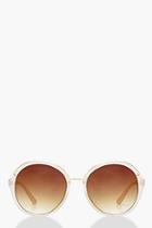 Boohoo Melissa Nude Frame Oval Sunglasses