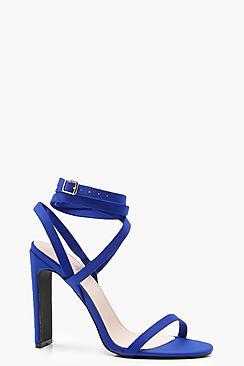 Boohoo Ava Skinny Block Wrap Strap Heels