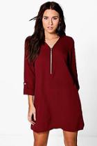 Boohoo Samara Zip Front Shift Dress