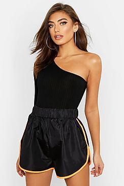 Boohoo Shell Suit Piping Runner Shorts