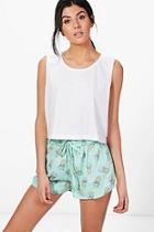 Boohoo Keira Pineapple Shorts + Vest Pj Set