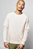Boohoo Raglan Sweatshirt With Faux Layer Sleeve