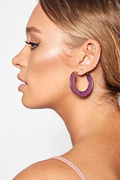 Boohoo Pink Iridescent Hoop Earrings