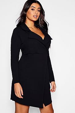 Boohoo Plus Blazer Wrap Mini Dress