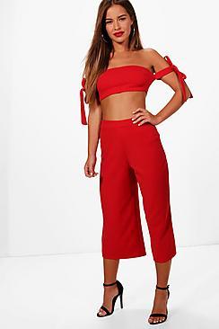 Boohoo Petite Louise Tie Bandeau & Culotte Co-ord