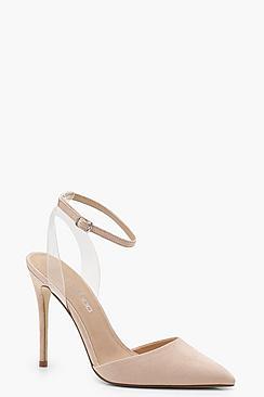 Boohoo Ella Pointed Toe Clear Strap Heels