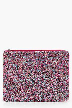 Boohoo Hannah Rainbow Sequin Clutch