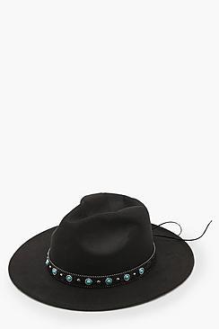 Boohoo Fedora Hat With Gems