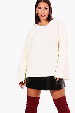 Boohoo Plus Flared Sleeve Knitted Jumper