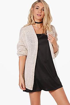 Boohoo Lacey Chunky Knit Cardigan