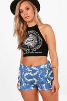 Boohoo Plus Alexis Tie Dye Ruffle Flippy Shorts