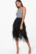 Boohoo Boutique Nolita Layered Tulle Midi Skirt