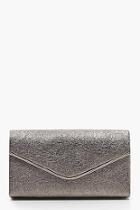 Boohoo Cracked Metallic Piping Clutch