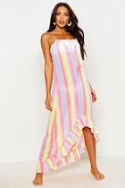 Boohoo Rainbow Stripe Eclipse Hem Maxi Dress