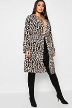 Boohoo Plus Leopard Print Belted Duster Coat