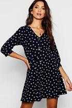 Boohoo Ditsy Floral Button Through Shift Dress