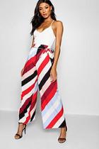 Boohoo Diagonal Stripe Woven Wide Leg Trouser