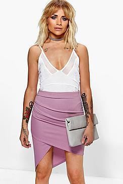 Boohoo Ellora Textured Asymetric Midi Skirt