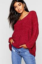 Boohoo V Neck Oversized Chenille Jumper