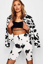 Boohoo Harriet Cow Print Cycling Shorts