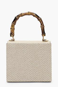 Boohoo Woven Bamboo Handle Grab Bag