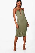 Boohoo Frankie Lattice Strap Front Midi Dress