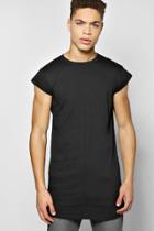 Boohoo Longline Loose Fit Cap Sleeve T Shirt Black