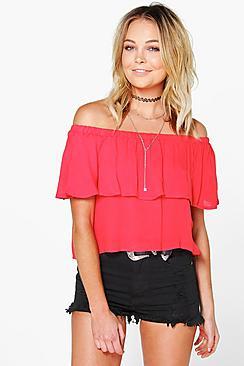 Boohoo Frill Bardot Top