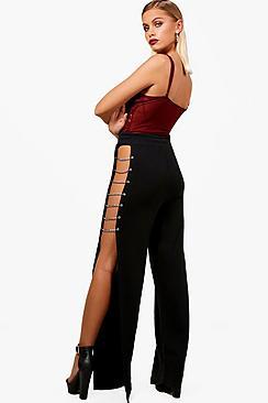 Boohoo Thigh Split Chain Wide Leg Sweat Joggers