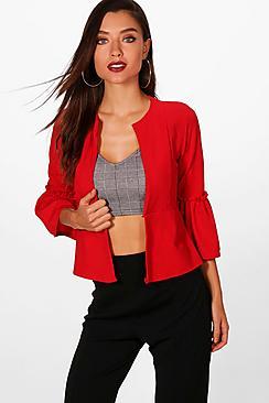 Boohoo Katie Ruffle Crop Jacket