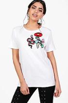 Boohoo Lola Snake And Flower Badge Oversized T-shirt