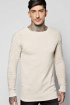 Boohoo Crew Neck Jumper With Ribbed Sleeves Oatmeal