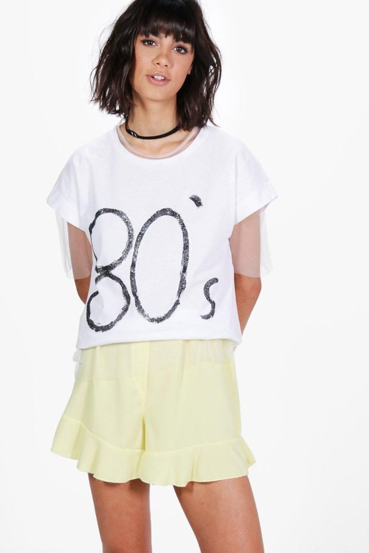 Boohoo Heidi Ruffle Hem Shorts Yellow