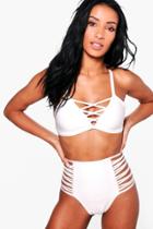 Boohoo Bora Bora Boutique Bandage Multi Strap Bikini White