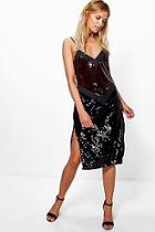 Boohoo Boutique Mol Chevron Two Tone Sequin Dress