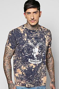 Boohoo Marble Wash Printed T Shirt