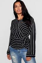 Boohoo Plus Stripe Side Tie Top