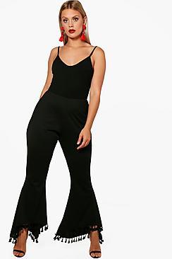 Boohoo Plus Tassel Trim Wide Leg Trouser