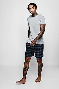 Boohoo Short Sleeve Tee With Check Shirt Pyjama Set