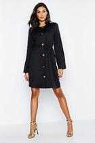 Boohoo Tall Button Front Tie Waist Shift Dress